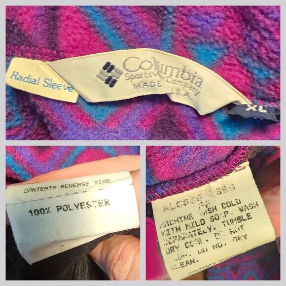 Vtg Columbia Fleece Jacket Full Zip Aztec Southwest Print Sz XL Purple Blue 90's - Picture 15 of 16